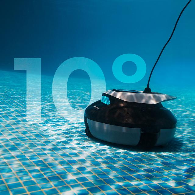 Conga Pooldroid 1000 FloorMaster Robô limpa-fundos sem fio para piscinas. Adequado para superfícies até 80 m2 e 10º de inclinação. Boia para manter o seu robô sempre ao alcance. Filtro de alta eficiência. Acessórios incluídos: