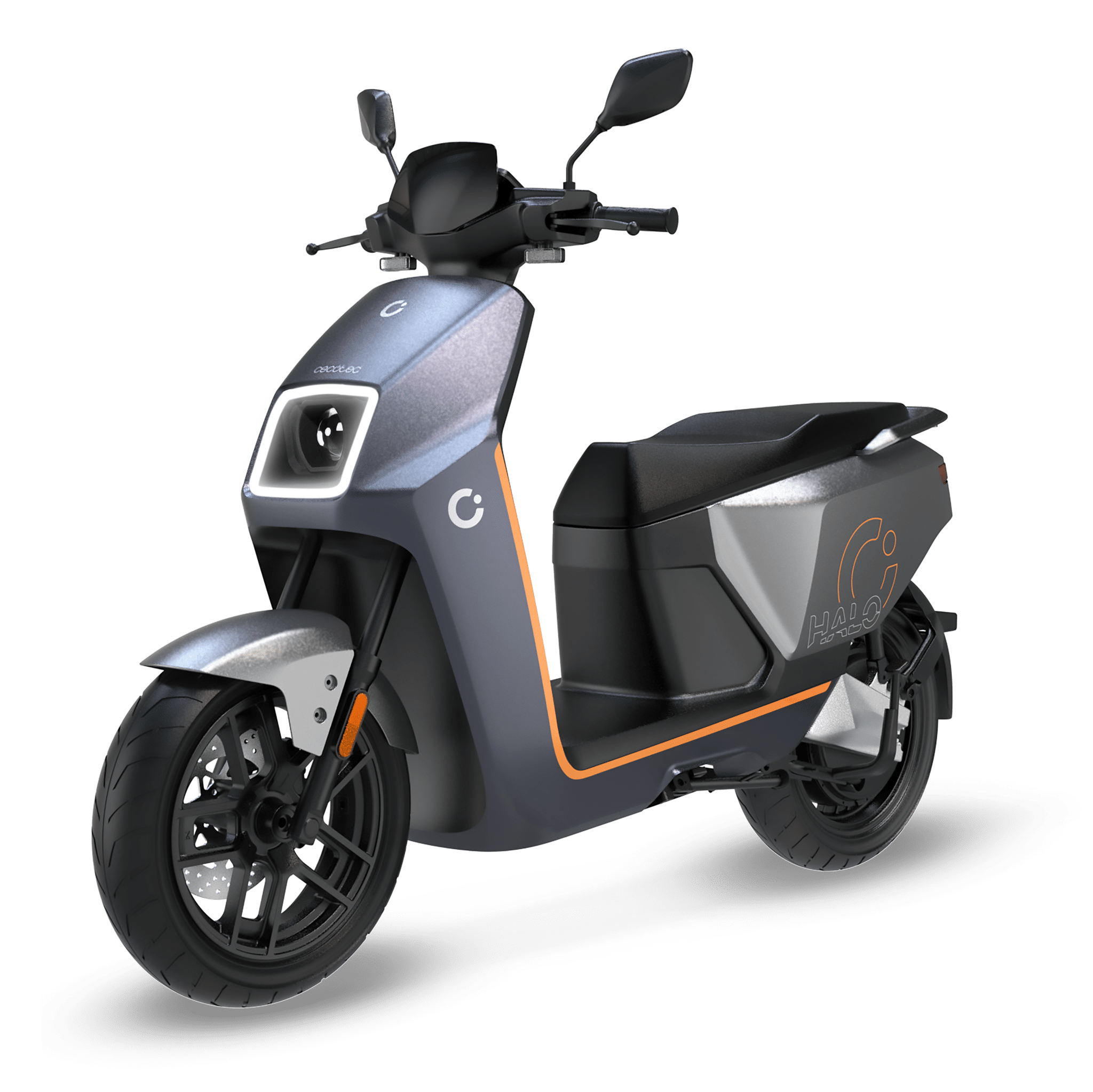 Cecotec Halo (Azul/Naranja) Con una potencia máxima de 10000W y hasta 130 Km de autonomía.Disponible en dos colores, con un diseño moderno, urbano y sofisticado.L3eB (Equivalente a 125cc)