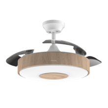 EnergySilence Aero 4200 Invisible LightWood Ventilateur de plafond à pales rétractables de 42" avec moteur DC de 30 W, lampe LED, minuterie, télécommande et mode Hiver-Été.