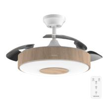 EnergySilence Aero 4200 Invisible LightWood Ventilatore da soffitto con pale retrattili e motore DC da 35W e 42" con illuminazione a LED, timer, telecomando e modalità inverno-estate.