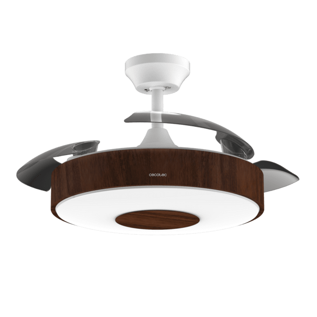 Energysilence Aero 4200 invisible darkwood Ventilatore da soffitto a pale retrattili con motore DC da 35W 42" con illuminazione a LED, timer, telecomando e modalità inverno-estate.