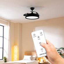 Energysilence Aero 4200 invisible black Ventilateur de plafond à 3 pales rétractables avec moteur DC de 30 W, lampe LED, minuterie jusqu'à 8 heures, fonction Hiver-Été, 6 vitesses, télécommande.