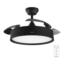 Energysilence Aero 4200 invisible black Ventilatore da soffitto a 3 pale retrattili, con motore DC da 35 W, illuminazione a LED, timer fino a 8 ore, funzione inverno-estate, 6 velocità, telecomando.