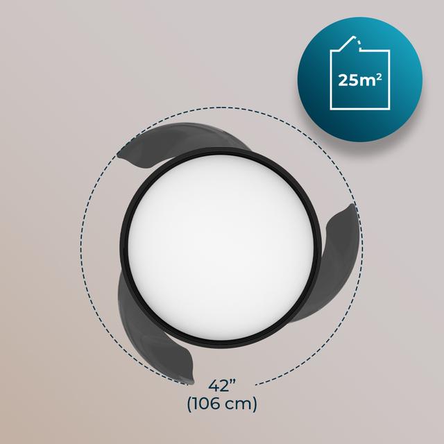 Energysilence Aero 4200 invisible black Ventilatore da soffitto a 3 pale retrattili, con motore DC da 35 W, illuminazione a LED, timer fino a 8 ore, funzione inverno-estate, 6 velocità, telecomando.