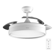 Energysilence Aero 4200 invisible white Ventilateur de plafond à 3 pales rétractables avec moteur DC de 30 W, lampe LED, minuterie jusqu'à 8 heures, fonction Hiver-Été, 6 vitesses, télécommande.