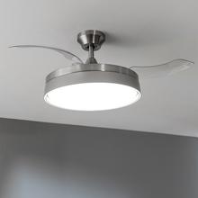 Energysilence Aero 4200 invisible steel Ventilateur de plafond à 3 pales rétractables avec moteur DC de 30 W, lampe LED, minuterie jusqu'à 8 heures, fonction Hiver-Été, 6 vitesses, télécommande.