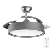 Energysilence Aero 4200 invisible steel Ventilador de techo con 3 aspas retráctiles, con motor DC de 35 W,  iluminación LED, temporizador hasta 8 horas, función winter-summer, 6 velocidades, mando a distancia.