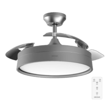 Energysilence Aero 4200 invisible steel Ventilateur de plafond à 3 pales rétractables avec moteur DC de 30 W, lampe LED, minuterie jusqu'à 8 heures, fonction Hiver-Été, 6 vitesses, télécommande.