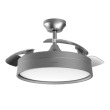 Energysilence Aero 4200 invisible steel Ventilador de techo con 3 aspas retráctiles, con motor DC de 35 W,  iluminación LED, temporizador hasta 8 horas, función winter-summer, 6 velocidades, mando a distancia.
