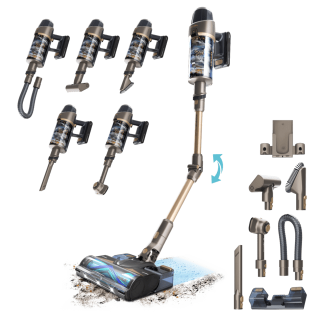 Conga Rockstar 12500 Stellar AquaPet Aspirateur-balai Puissance d'aspiration maximale de 310 aW et ultra-puissance de 700 W. Autonomie de 100 minutes. Brosse anti-nœuds HairLess. Tube flexible et kit complet d'accessoires.