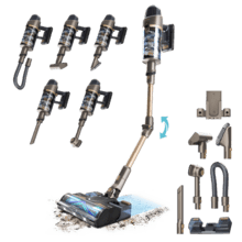 Aspirador vertical Conga Rockstar 12500 Stellar AquaPet Flex. Máxima potencia de succión de 310 AW y ultrapotencia de 700 W. 100 minutos de autonomía. Cepillo HairLess antienredos. Tubo flexible y kit de accesorios completo.