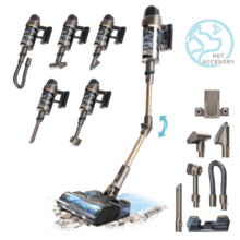 Aspirador vertical Conga Rockstar 12500 Stellar AquaPet Flex. Máxima potencia de succión de 310 AW y ultrapotencia de 700 W. 100 minutos de autonomía. Cepillo HairLess antienredos. Tubo flexible y kit de accesorios completo.