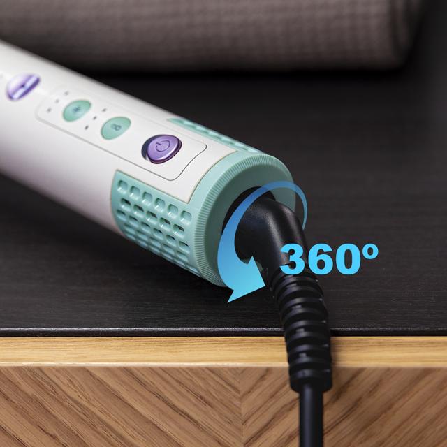 Escova de ar CeramicCare Allin1 1500W que, graças às suas 3 direções de ar, desempenha 4 funções: secador, modelador, escova de ar e escova alisadora.