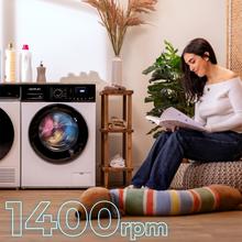 Lavadora de 6 kg de capacidad y 1000 rpm, 12 programas, Clase A, Motor Inverter Plus, Steam Max, Drum Clean, Delay Start y Child Lock.