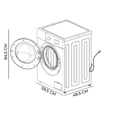 Bolero DressCode 7150 Inverter Steel A Máquina de lavar em aço com 7 kg de capacidade e 1400 rpm, 12 programas, Classe A, Motor Inverter Plus, Steam Max, Limpeza de tambor, Início retardado e Bloqueio para crianças.