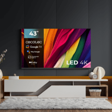 Téléviseur LED 43" ALU40043 série A4 avec résolution 4K UHD, système d'exploitation Google TV, Dolby Audio, HDMI 2.1, USB 3.0, HDR10, ROM 16 Go, Google Voice Assistant et Chromecast.