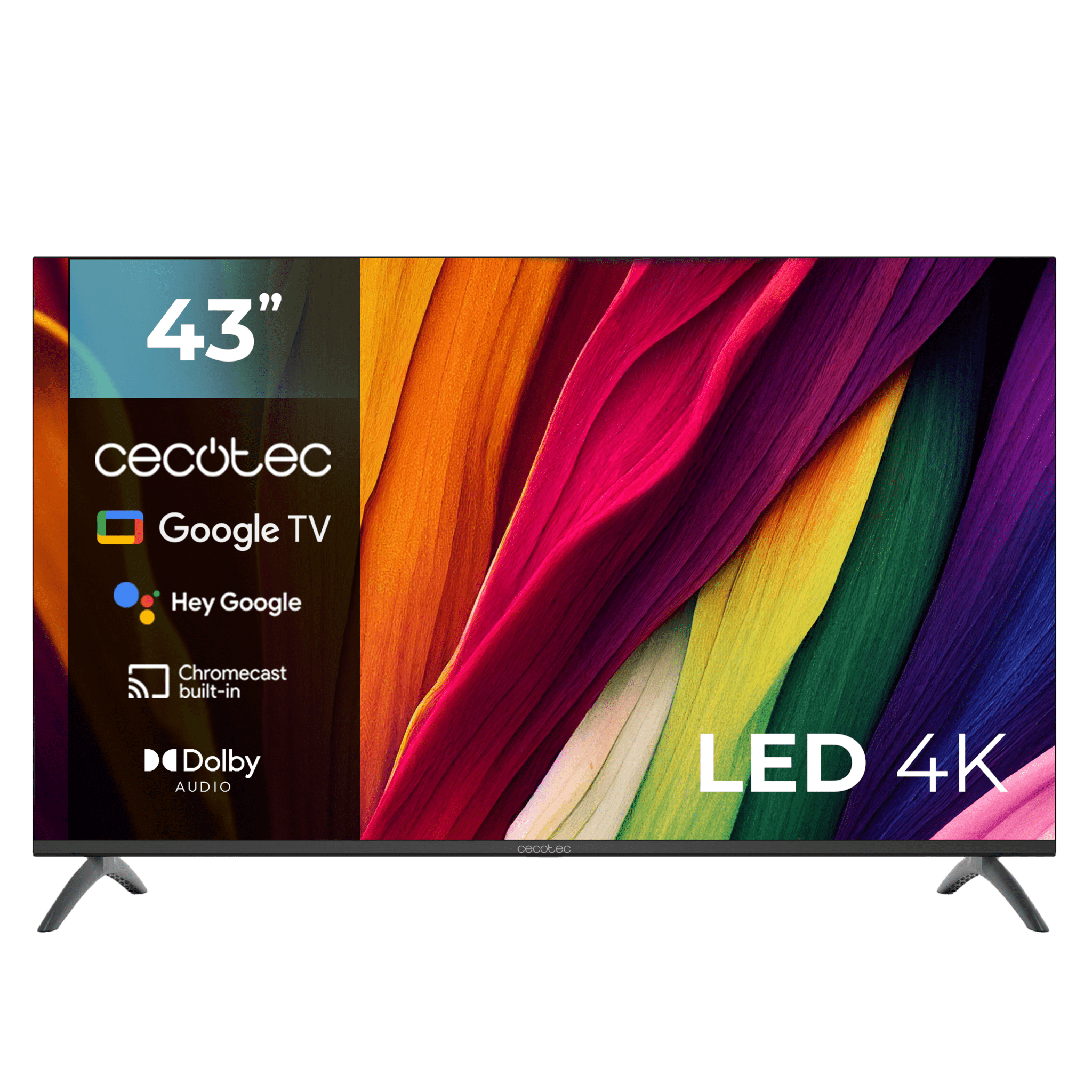 A4 series ALU40043 Televisión LED de 43" con resolución 4K UHD, sistema operativo Google TV, Dolby Audio, HDMI 2.1, USB 3.0, HDR10, 16 Gb ROM, Google Voice Assitant y Chromecast.