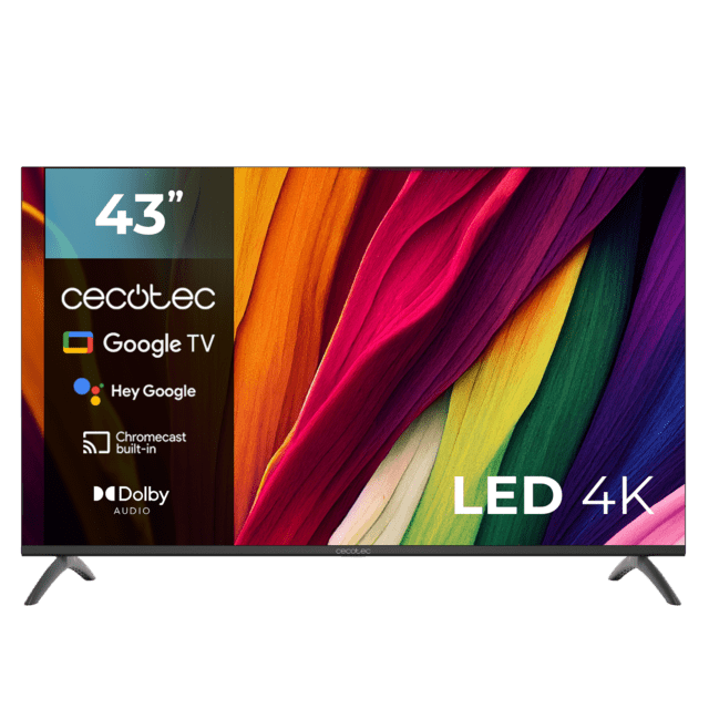 Téléviseur LED 43" ALU40043 série A4 avec résolution 4K UHD, système d'exploitation Google TV, Dolby Audio, HDMI 2.1, USB 3.0, HDR10, ROM 16 Go, Google Voice Assistant et Chromecast.