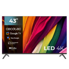 A4 series ALU40043 Televisión LED de 43" con resolución 4K UHD, sistema operativo Google TV, Dolby Audio, HDMI 2.1, USB 3.0, HDR10, 16 Gb ROM, Google Voice Assitant y Chromecast.