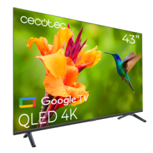 V4 series VQU40043 Televisión QLED de 43" con resolución 4K UHD, sistema operativo Google TV, Dolby Vision&Atmos, Wide Color Gammut, VRR, HDMI 2.1, USB 3.0, HDR10, 16 Gb ROM, Google Voice Assitant y Chromecast.