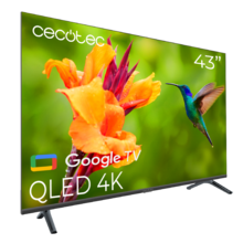 V4 series VQU40043 TV QLED de 43" avec définition 4K UHD, système d'exploitation Google TV, Dolby Vision&Atmos, Wide Color Gammut, VRR, HDMI 2.1, USB 3.0, HDR10, 16 Gb ROM, Google Voice Assistant et Chromecast.