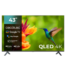 V4 series VQU40043S Televisore QLED da 43" con risoluzione 4K UHD, sistema operativo Google TV, Dolby Vision&Atmos, Wide Colour Gammut, VRR, HDMI 2.1, USB 3.0, HDR10, 16 Gb ROM, Google Voice Assistant e Chromecast.