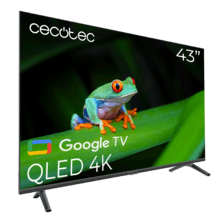 V4 series VQU40043S 43“ QLED TV mit 4K UHD Auflösung, Google TV Betriebssystem, Dolby Vision&Atmos, Wide Colour Gammut, VRR, HDMI 2.1, USB 3.0, HDR10, 16 Gb ROM, Google Voice Assitant und Chromecast.