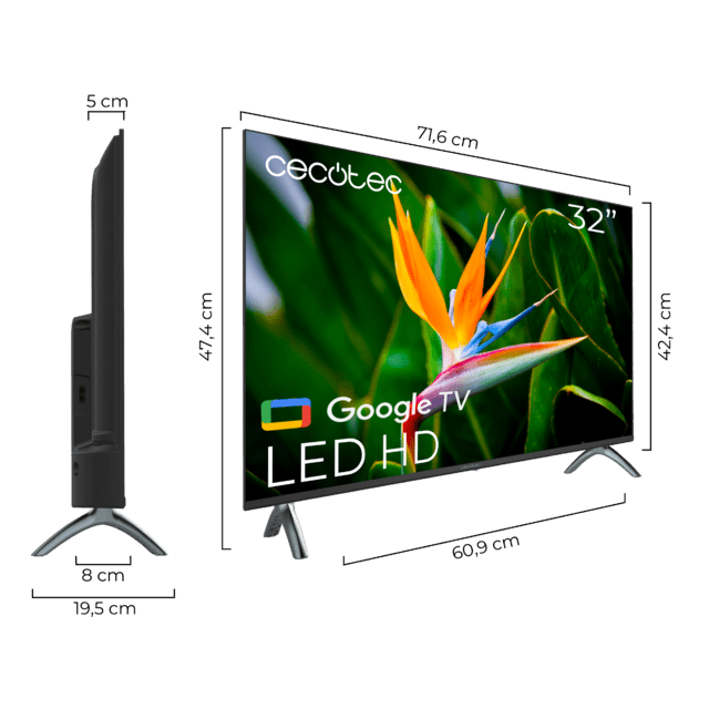 A4 series ALH40032S Televisore LED da 32" con risoluzione Full HD, sistema operativo Google TV, Google Voice Assistant e Chromecast.