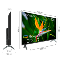 A4 series ALH40032S Televisión LED de 32" con resolución HD, sistema operativo Google TV, Dolby Audio, Google Voice Assitant y Chromecast.