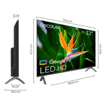 A4 series ALH40032S TV LED de 32" com resolução HD, Sistema operativo Google TV, Dolby Audio, Google Voice Assitant e Chromecast.