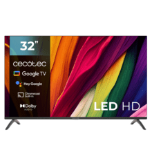 A4 series ALH40032S TV LED de 32" com resolução HD, Sistema operativo Google TV, Dolby Audio, Google Voice Assitant e Chromecast.