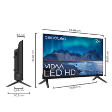 A5 series ALH50024 Televisión LED 24” con resolución HD con sistema Dolby, Smart TV VIDAA, WiFi Integrado, Salida de auriculares, 3 HDMI y 2 USB.