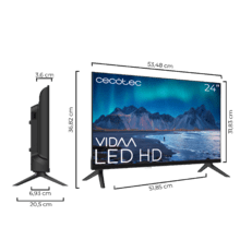 A5 series ALH50024 TV LED 24" con risoluzione HD con sistema Dolby, Smart TV VIDAA, WiFi integrato, uscita per auricolari, 3 HDMI e 2 USB.