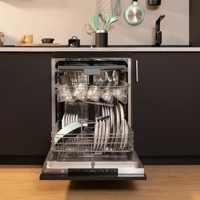 Bolero Aguazero 8001 Full BI B Lavavajillas integrable de 14 cubiertos, Clase B, Motor Inverter Plus, 8 programas, 3ª bandeja, O2 Dry, Dry+, Splash 360, AutoClean, Filtro Antibacteriano y Touch Control.