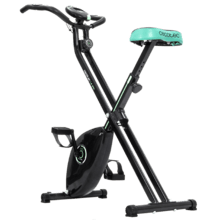 Cecotec Bicicleta Estática Plegable con Volante de Inercia de 2,5 Kg X-Bike  Pro. Sistema Silence Fit, Respaldo, Manillar y Sillín Regulable,  Pulsómetro, Pantalla LCD, Ruedas, Peso máximo 100 Kg en toda España