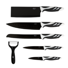 Set de 6 couteaux de cuisine de haute qualité. Couteaux professionnels style suisse. Blanc ou noir. Swiss Chef (noir)