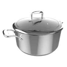 Polka Classy 28 Pot Steel Olla de 28 cm de diámetro y capacidad de 7,5 L. Asas remachadas y Tapa de cristal templado y acero inoxidable.