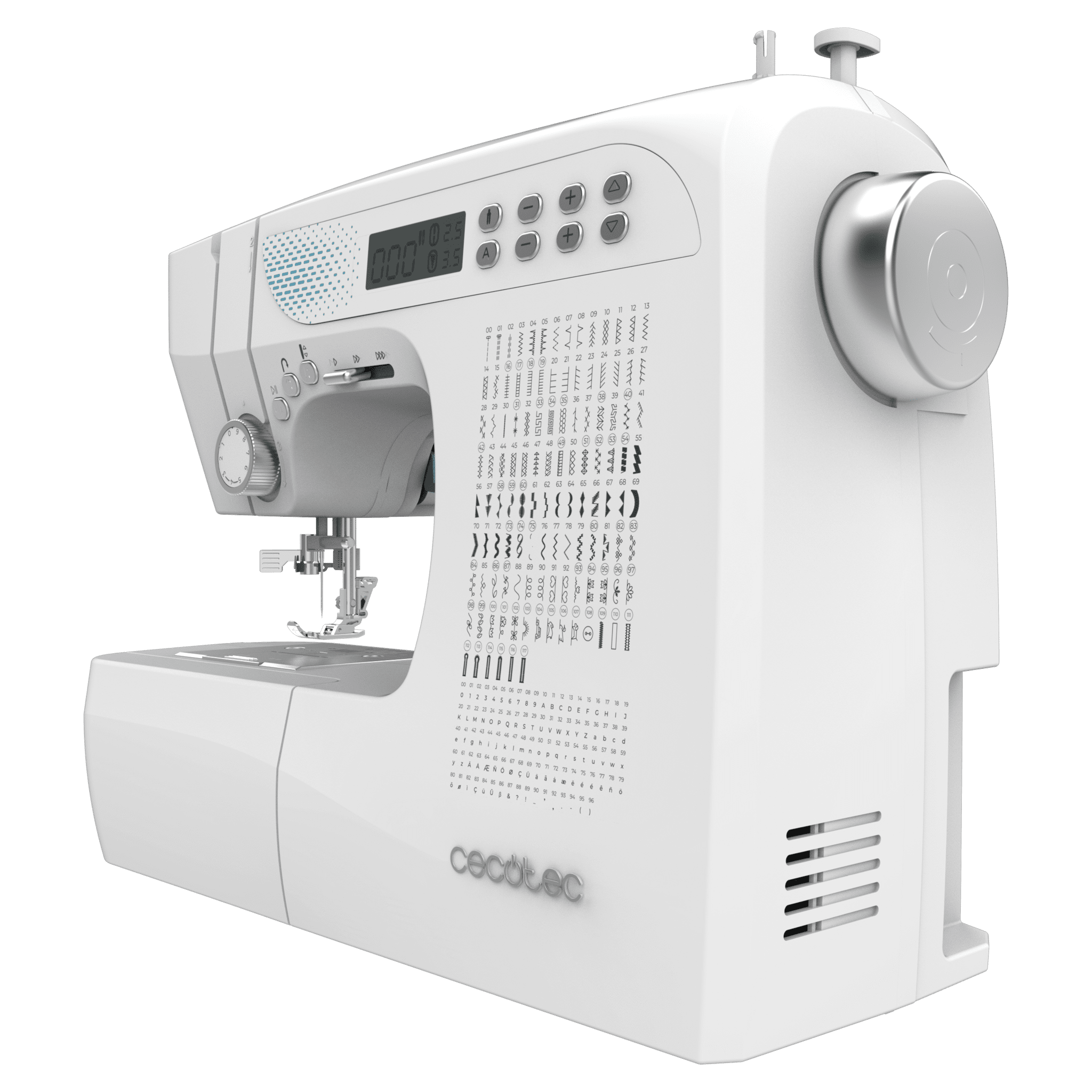 Máquina de coser Cecotec BelleCouture 21500 vista lateral