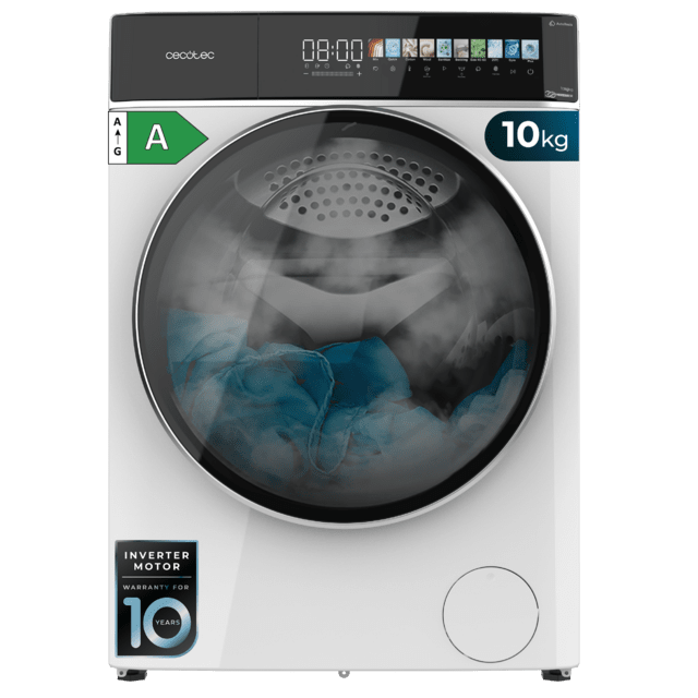 Bolero DressCode 10900 Autodose Inverter FullColor A Lavadora Autodosis de carga frontal blanca de 10 kg de capacidad y 1400 rpm, Pantalla FullColor 10,3", 11 programas, Motor Inverter Plus, SteamMax, Clase A, Spa Care, OnSmart, Fuzzy Logic, Smooth Wash, Goma Antibacteriana y Drum Clean