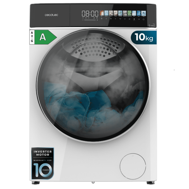 Bolero DressCode 10900 Inverter FullColor A Lavadora de carga frontal blanca de 10 kg de capacidad y 1400 rpm, Pantalla FullColor 10,3", 11 programas, Motor Inverter Plus, SteamMax, Clase A, Sanitize, OnSmart, Fuzzy Logic, Smooth Wash, Goma Antibacteriana y barra indicadora de proceso