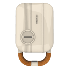 Rock'nToast Retro One Beige Sandwichmaker im Retro-Stil mit Fassungsvermögen für ein Sandwich und 3 Paar abnehmbaren Platten.