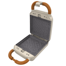 Rock'nToast Retro One Beige Sandwichmaker im Retro-Stil mit Fassungsvermögen für ein Sandwich und 3 Paar abnehmbaren Platten.