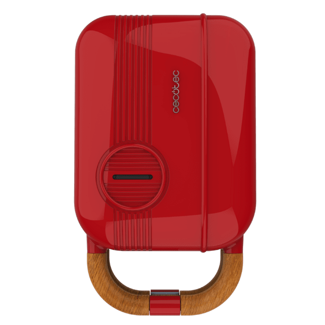 Machine à sandwich Rock'nToast Retro One Red au style rétro avec une capacité pour un sandwich et 3 paires de plaques amovibles.