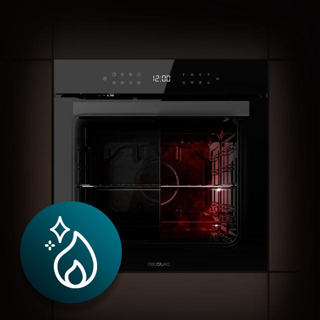 Bolero Hexa P506000 Glass Black A+ Forno da incasso pirolitico Glass Black da 81 litri, 11 funzioni con Airfryer Master, Pizza Master, Cottura 3D, Steam Base X2, Pirolisi, Classe A+.