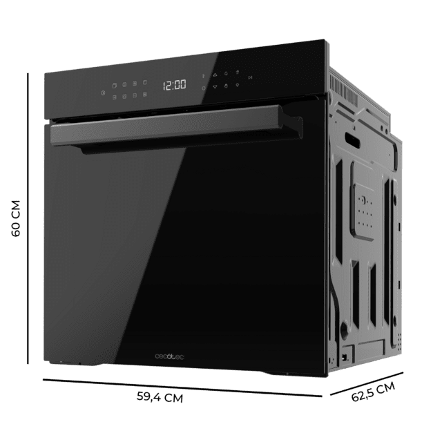 Bolero Hexa P506000 Glass Black A+ Horno integrable Pirolítico de 81L de capacidad, 11 funciones con Airfryer Master, Pizza Master, 3D Cooking, Steam Base X2, Pirólisis, Clase A+.