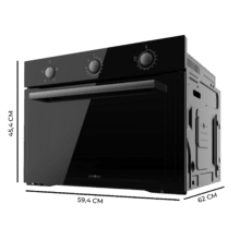 Bolero Hexa C134500 Glass Black A Horno Integrable Convencional de 56 L de capacidad, 4 funciones, 2800 W.