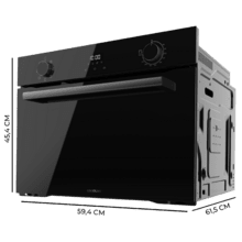 Bolero Hexa M224500 Glass Black A Horno Integrable Multifunción de 53L de capacidad, 7 funciones con Grill, Defrost, Steam Assist, 2600W.