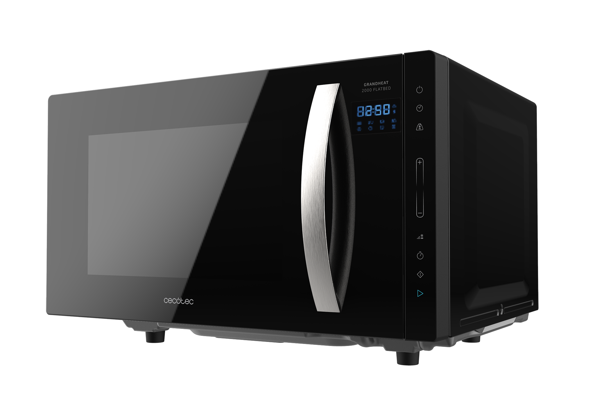 Micro-ondes sans plateau GrandHeat 2300 Flatbed Touch Black. 23 litres de capacité, 8 fonctions préconfigurées, 800 W de puissance, minuterie jusqu'à 95 min