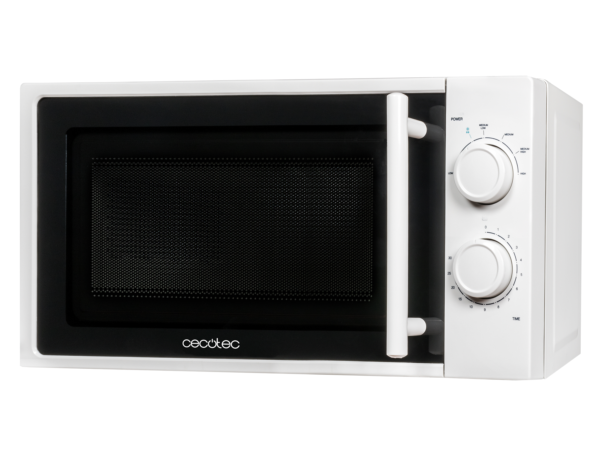 Micro-ondes simple White, capacité de 20 L, 700 W, minuterie jusqu'à 30 min, 6 niveaux de puissance