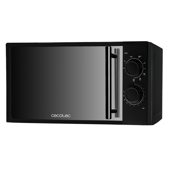 Micro-ondes All Black Grill. 700 W de puissance, 20 L de capacité, Gril de 900 W, 9 niveaux de fonctionnement, minuterie de 30 minutes, mode Décongeler, finition noire